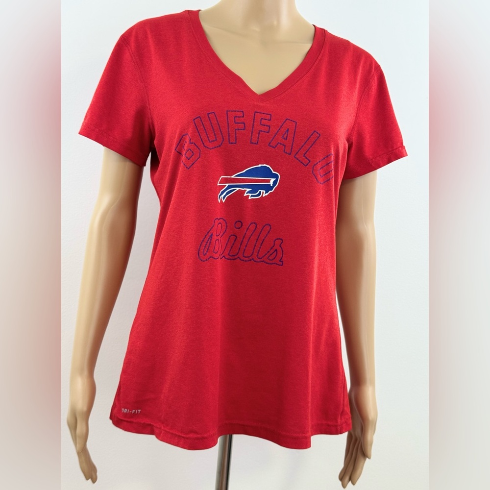 Nike Dri-fit Women's Buffalo Bills Logo Short Sleeve, V-neck Tee, Size Medium